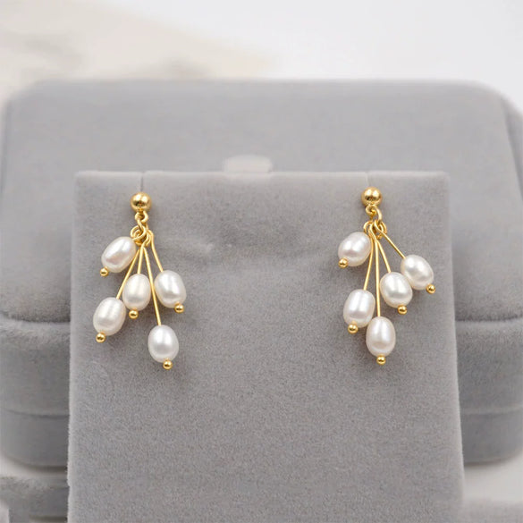 Pearl Geometric Style Handmade Women's Midlength Earrings