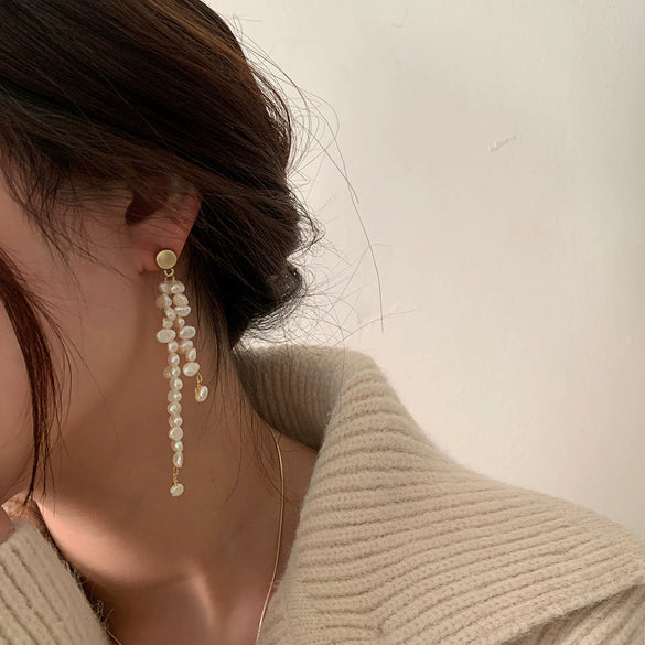 Pearl Geometric Tassel Long Asymmetric Women's Ear Jewelry