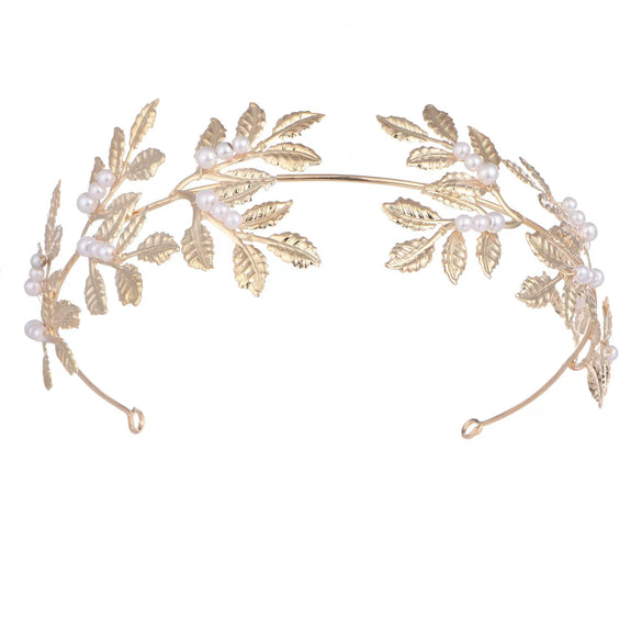 Pearl Hair Band Handmade Light Luxury Geometric Leaf Headdress For Women As Party Wedding Gift