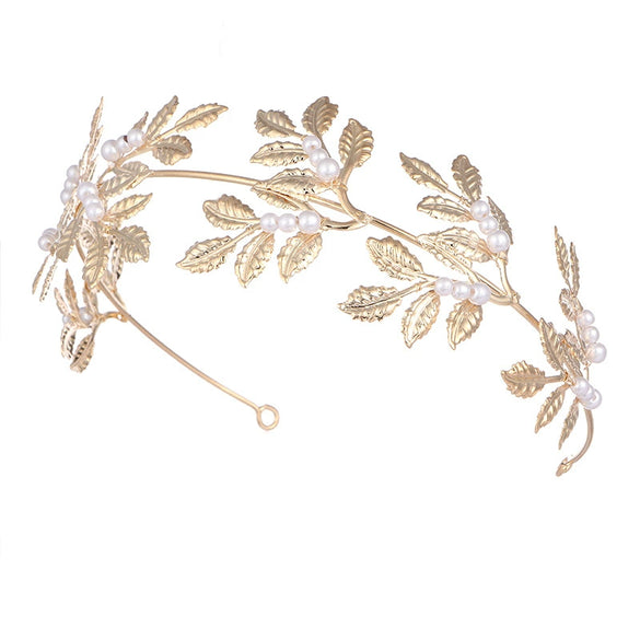 Pearl Hair Band Handmade Light Luxury Geometric Leaf Headdress For Women As Party Wedding Gift