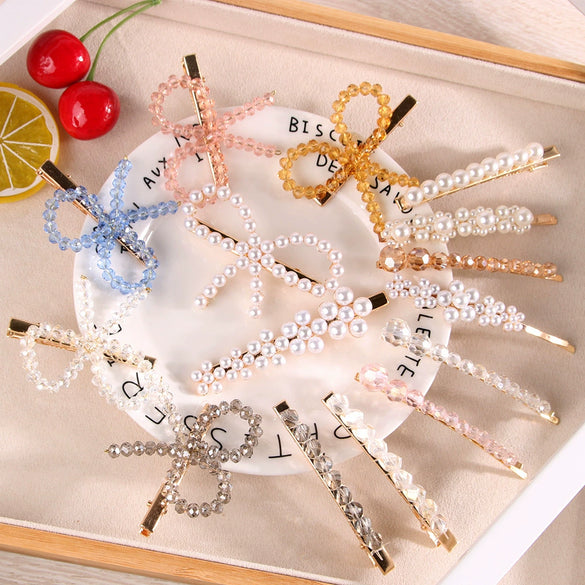 Pearl Hairpin Handmade Minimalist Geometric Side Clip Hair Accessory For Women