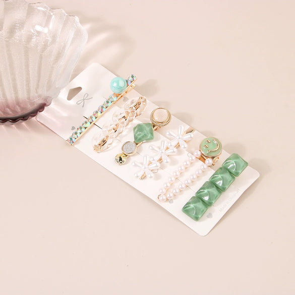 Pearl Hairpin Set Metal Electroplating Women's Side Clip Accessories
