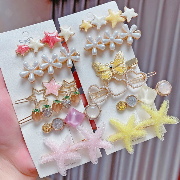 Pearl Hairpin Set Metal Electroplating Women's Side Clip Accessories