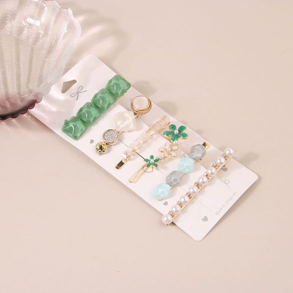Pearl Hairpin Set Metal Electroplating Women's Side Clip Accessories