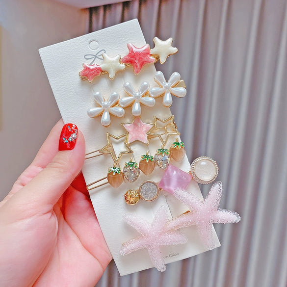 Pearl Hairpin Set Metal Electroplating Women's Side Clip Accessories