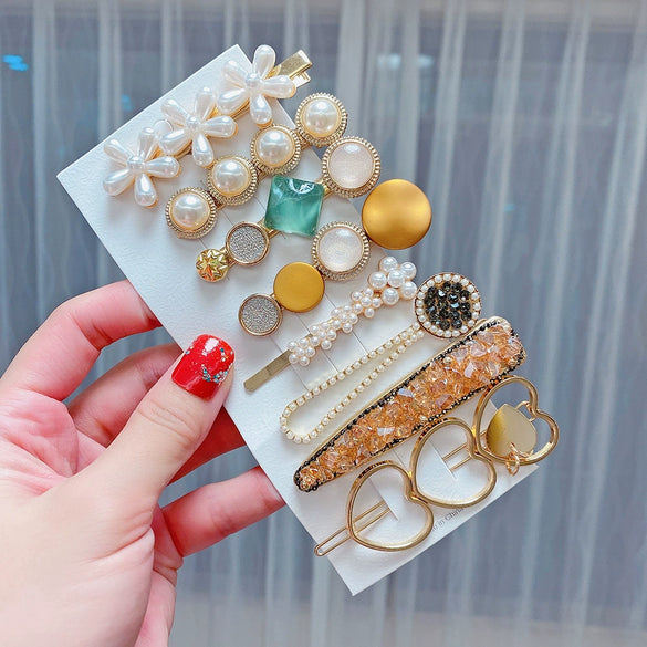 Pearl Hairpin Set Metal Electroplating Women's Side Clip Accessories