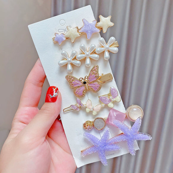 Pearl Hairpin Set Metal Electroplating Women's Side Clip Accessories