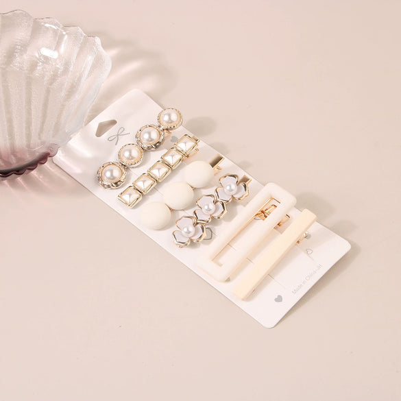 Pearl Hairpin Set Metal Electroplating Women's Side Clip Accessories