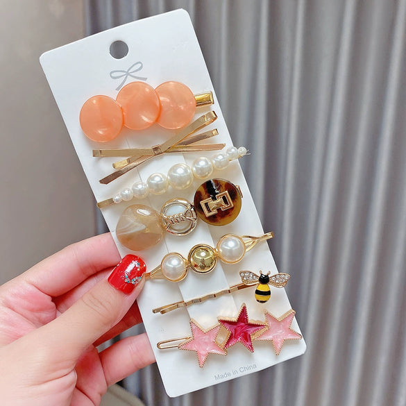 Pearl Hairpin Set Metal Electroplating Women's Side Clip Accessories
