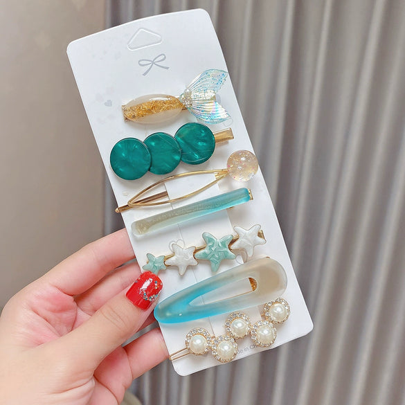 Pearl Hairpin Set Metal Electroplating Women's Side Clip Accessories