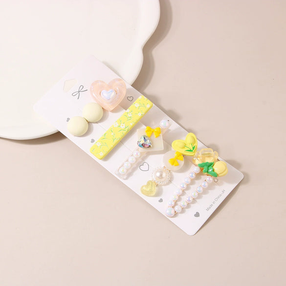 Pearl Hairpin Set Metal Electroplating Women's Side Clip Accessories