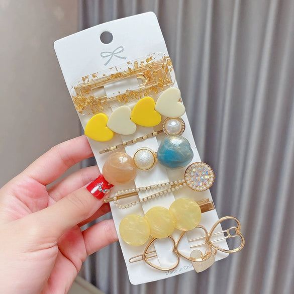 Pearl Hairpin Set Metal Electroplating Women's Side Clip Accessories