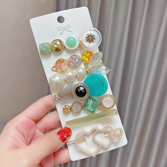 Pearl Hairpin Set Metal Electroplating Women's Side Clip Accessories