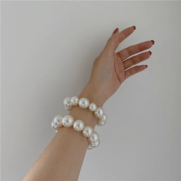 Pearl Hand Knit Hair Rope And Hair Ring Allmatch Women's Hair Accessories