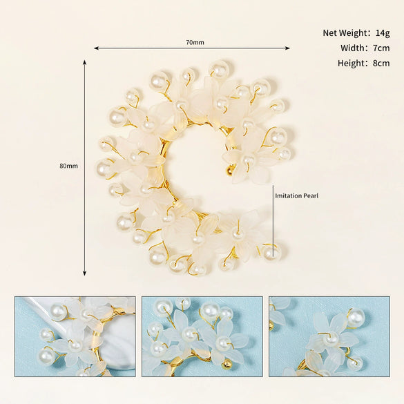 Pearl Hand Knitted Fairy Ear Clip Earrings Without Earholes