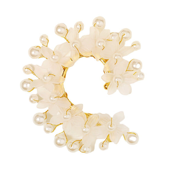 Pearl Hand Knitted Fairy Ear Clip Earrings Without Earholes