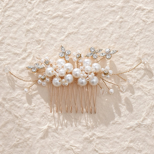 Pearl Handmade Flower Hair Comb For Women Bridal Hair Accessories