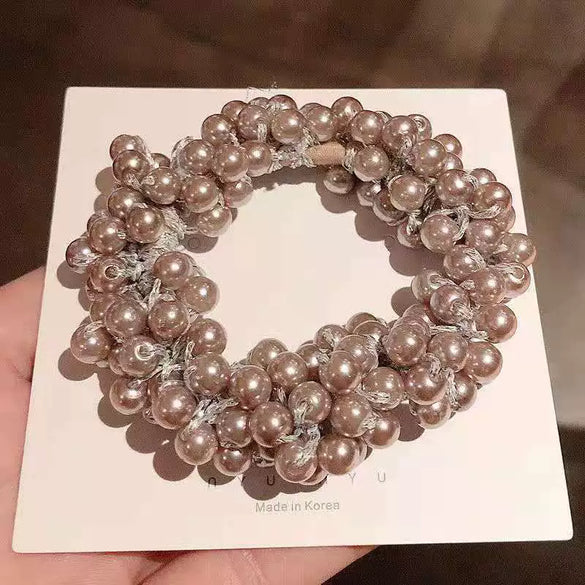 Pearl Handmade Geometric Dualpurpose Hair Ring Bracelet And Head Rope For Women
