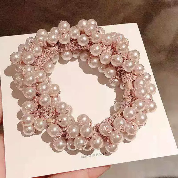Pearl Handmade Geometric Dualpurpose Hair Ring Bracelet And Head Rope For Women