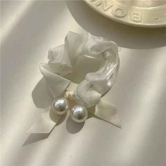 Pearl Handmade Hair Ring Bowknot Hair Accessories For Girls