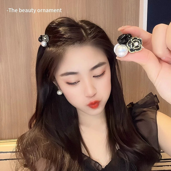 Pearl Handmade Minimalist Camellia Bangs Clip For Women