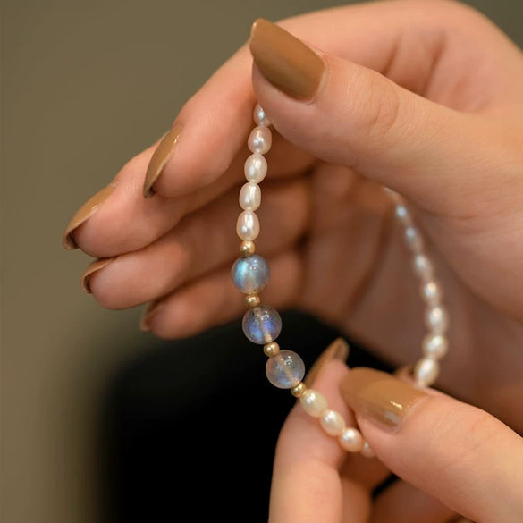 Pearl Handmade Natural Geometric Style Adjustable Bracelet For Women