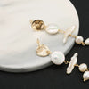 Pearl Handmade Retro Tassel Earrings Geometric Style Real Gold Plating