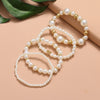 Pearl Heart Geometric Women's Bracelet Set With Pearl Inlaid