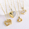 Pearl Heart Shell Pendant Necklace Copper Geometric Electroplated Simple Style For Women