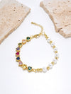 Pearl Heartshaped Microinlaid Color Zirconium Beading Bracelet With Electroplating Treatment Light Luxury And Geometric Style For Women