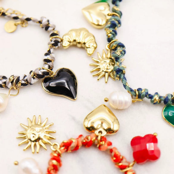 Pearl Heartshaped Pendant Bracelet Electroplating Women's Minimalist Style
