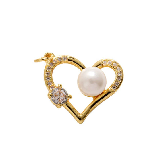 Pearl Heartshaped Pendant Jewelry Accessories Copper Electroplating Baroque Sweet Style