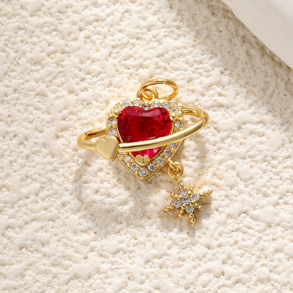 Pearl Heartshaped Pendant Jewelry Accessories Copper Electroplating Baroque Sweet Style