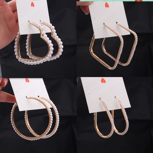Pearl Heartshaped Retro Earrings For Women