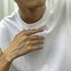 Pearl Hiphop Splicing Clavicle Chain Men's Jewelry Necklace With Geometric Pattern