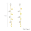 Pearl Hollow Willow Leaf Long Hanging Earrings Titanium Steel Electroplating Women's Plant Flowers Style