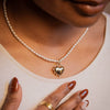 Pearl Inlaid Heart Shape Copper Pendant Clavicle Chain With Electroplating For Women