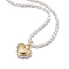 Pearl Inlaid Heart Shape Copper Pendant Clavicle Chain With Electroplating For Women