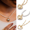 Pearl Inlaid Heart Shape Copper Pendant Clavicle Chain With Electroplating For Women