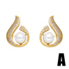 Pearl Inlaid Zircon Fruit Pineapple Earrings Copper Material Simple Style Electroplated For Women