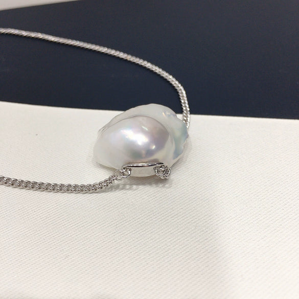 Pearl Jewelry Fishtail Baroque Natural Freshwater Pearl Pendant Cuban Necklace Copper Alien Shape