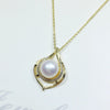 Pearl Jewelry Freshwater Pearl Pendant Necklace Copper Material Flat Round And Bun Round Shape Gold Color Preservation