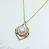 Pearl Jewelry Freshwater Pearl Pendant Necklace Copper Material Flat Round And Bun Round Shape Gold Color Preservation