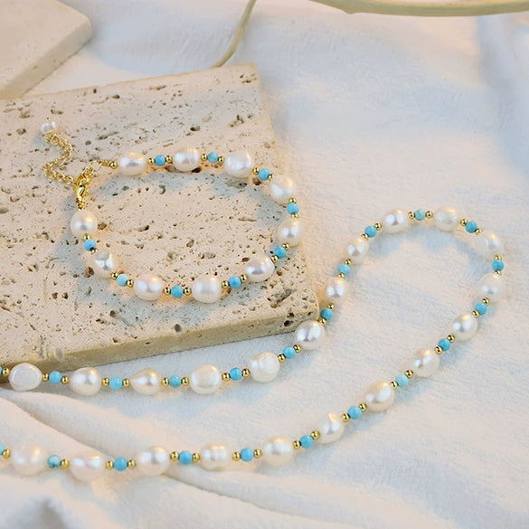 Pearl Jewelry Geometric Ushaped Purely Handmade Women's Bracelet Necklace