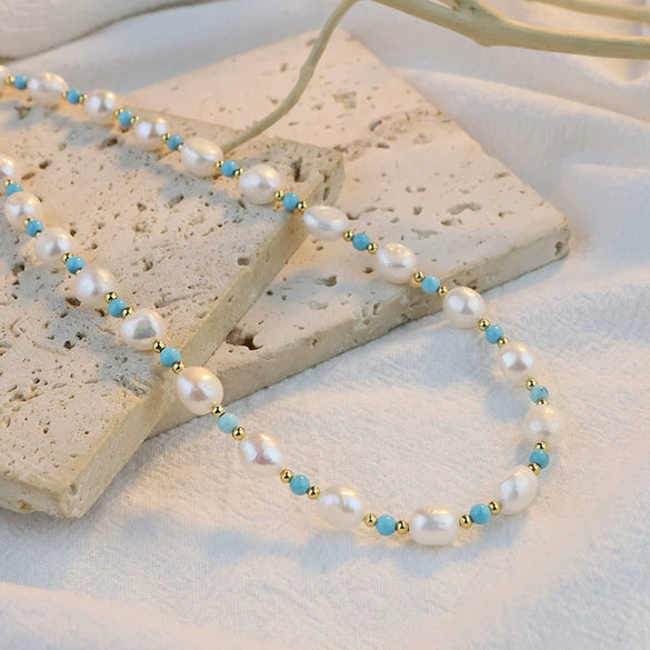 Pearl Jewelry Geometric Ushaped Purely Handmade Women's Bracelet Necklace