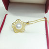 Pearl Jewelry Hollow Flower Freshwater Pearl Pendant Necklace Copper Real Gold Colorpreserving