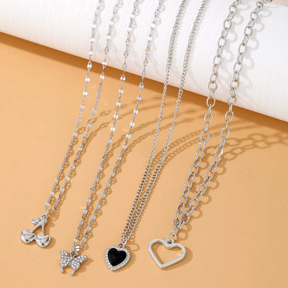 Pearl Jewelry Set Mixed Materials Heart Water Drop Bell Pattern Highend Style Set With Diamonds