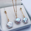 Pearl Jewelry Set Sterling Silver Freshwater Real Pearl Colorful Baroque Necklace Earrings