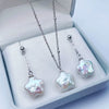 Pearl Jewelry Set Sterling Silver Freshwater Real Pearl Colorful Baroque Necklace Earrings
