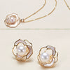 Pearl Jewelry Twopiece Set Freshwater Pearl Camellia Nearly Perfect Round Earrings And Pendant